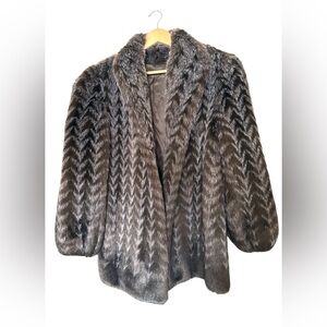 Style VI ltd. Fur Vintage Coat Brown Faux |  Chevron Parttern | Classy Oversized